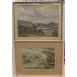 2 Lake-district watercolours, 1 by Monica Barry, the other by Anita Hall, both framed, 34 x 44 cm