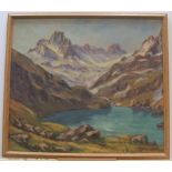 Charles Bernard (French active 1950-1975) oil on board, "French Alpine lake scene", signed & framed,
