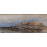 Large, Edwin EARP (1851-1945) watercolour, Coastal castle, signed, mounted, 24 x 75 cm, Generally