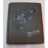 Antique Post-card album with approx 120 postcards, with portrait and topographical postcards