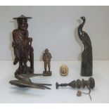 Goog collection of 6 antique quality collectables to include a carved Netsuke, carved figures & a