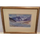 Frank Cotano w/c "Alpine lake scene" & Ralph W Bardill 1900 w/c "Country pond", both signed, both