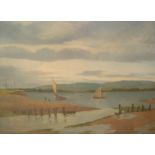 Large William Edward COOKE (act.1872-1898) 1898 oil on canvas, "Low Tide, The Warren, Plymouth",
