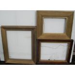 3 old frames, 1 rosewood, the other 2 gesso Internal measurements are - 51 x 41 cm, 33 x 44 cm &
