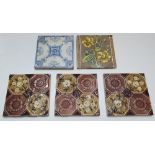 5 differing antique tiles, all 15 x 15 cm