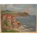 Clive Richard Browne (1901-1991) double sided oil on panel, "Seascape & houses", 1 side signed,