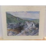 Robert HOUSTON (1891-1940) 1910 watercolour "Waterfall and Lang syke", signed and dated, mounted but