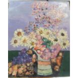 Marine Perrin, 1970s French post-impressionist oil on canvas, study "Vase of flowers", signed &