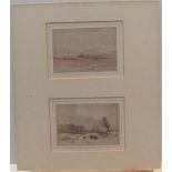 Circle of J M W Turner (1775-1851) pair of unsigned watercolour sketches, both mounted but