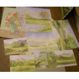 R Hughes of Chester, 14 unframed, watercolours, mainly Lake district landscapes, all unframed The