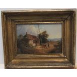 Circle of John Constable, early 19thC oil on panel "Country cottage scene", bears old signature