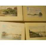 4 R D Moore (mid 20thC) landscape watercolours, mounted but unframed All in good condition