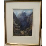 Edgar E. WEST (act.c.1857-c.1892) watercolour "Figures on an Alpine track", signed and framed 28 x