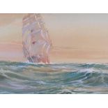 Wilfred KNOX (1884-1966) 1919 watercolour "Clipper at sea at day-break", signed and dated, mounted
