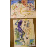 3 Hendrick Grise (USA 1917-1982) watercolours, 2 female studies & 1 abstract Approx ave size is 68 x
