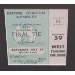 Genuine 1966 World cup final ticket complete with its envelope, in a modern frame and glazed.