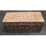 Lovely old metal studied Japanese traveling chest with metal side handles 52cm x 22cm x 20cm