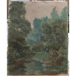 Genuine early/mid 20thC unsigned French impressionist oil on canvas, unframed, 41 x 33 cm