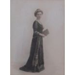 Unsigned watercolour, full-length portrait of a lady, circa 1920, framed, 20 x 15 cm