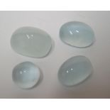 4 Aquamarine gemstones, 3 oval cut, 1 round cut 7.50ct, 4.50ct, 3.50ct, 2.50ct