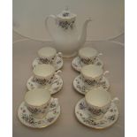 Royal Grafton "Summer Melody" bone china coffee pot & 6 cups & saucers