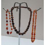 3 early/mid 20thC ladies bead necklaces, 1 early bakerlite type with good original screw fixing. All