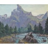 Charles Bernard 1960s oil on board, "French mountain river scene", signed, framed, 35 x 43 cm Fine