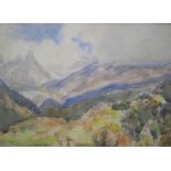 James Levin HENRY (1855-1929) 1924 watercolour, "Alpine mountain scene", signed and dated, framed