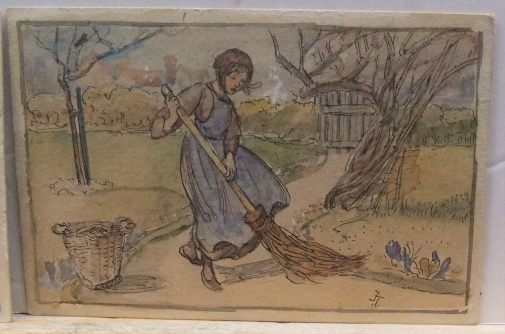 Pair of small, mid 20thC watercolours, manner of Jan Zoetelief Tromp (1872-1947), both bear - Image 2 of 3