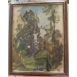 Jean-Baptiste GRANCHER (1911-1974) post-impressionist oil on paper, "Woodland scene", framed,