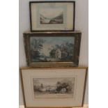 3 early 19thC landscape watercolours, all by different artists, all framed Ave size 14 x 18 cm