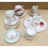 Various part sets of vintage bone china tea sets - 35 items in total