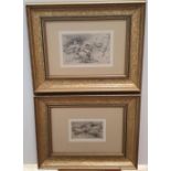 Attributed to Alexander Koester (1864-1932), 2 framed pencil drawings of ducks, both signed 11 x