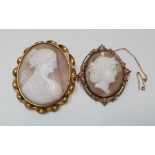 2 Large antique cameo brooches