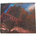 Edwin James DUMMETT (1906-1989) 1973 impressionist oil on board, "Welsh mountain landscape", signed,