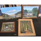 4 John B Clough oils, 3 framed, All in good condition