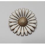 Large, Georg Jensen silver & enamel daisy brooch Stamped "AM" for Anton Michelsen, who merged with