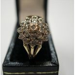 9ct yellow gold & diamond cluster ring Approx 2.1 grams gross size Q