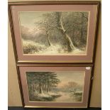 Pair of William Wells QUATREMAIN (1857-1930) watercolours, "Wooded winter landscapes", signed,