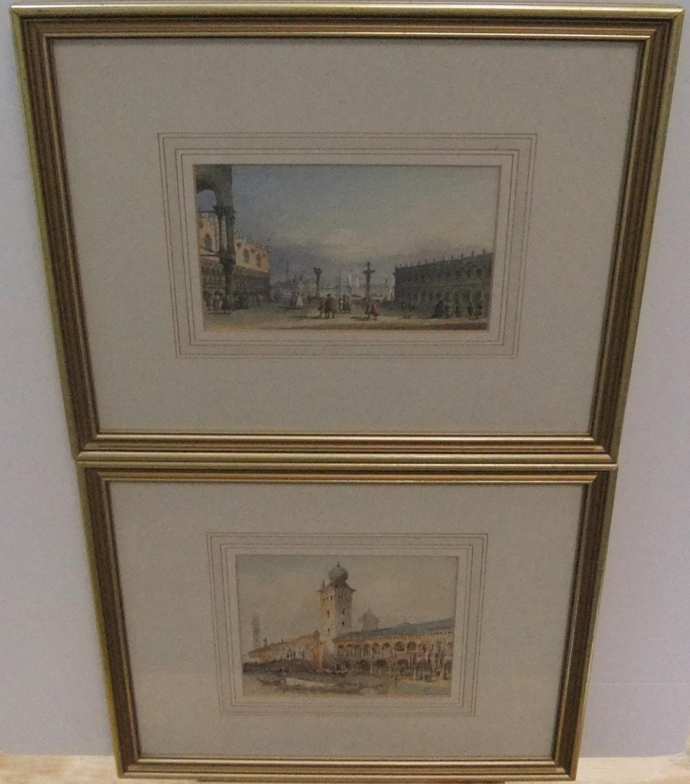 After Francesco GUARDI (1712-1793), unsigned pair of late Victorian watercolours depicting Venice