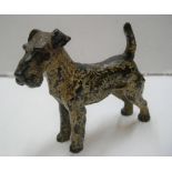 Unmarked, antique cold-painted bronze, Airedale Terrier dog, 9 cm long by 8 cm high