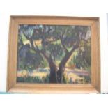 L Gosset, French impressionist oil on board, "Country tree", signed, wood framed, 30 x 39 cm