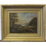 Early 19thC British school oil on canvas "Figures in highland setting", unsigned, in original