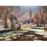 Large, Valter BERZINS (1925-2009) impasto impressionist winter landscape, oil on board, signed,