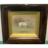 Pug in landscape, pastel, initialled and dated T.C. 1880 in quality, original Rosewood frame, 13 x