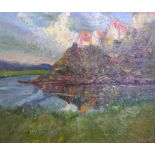 Wesley PENBERTHY (Australia 1920-2017) 1944 impasto impressionist oil on board, "Houses above a