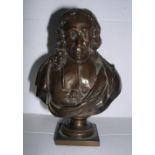 F BARBEDIENNE, antique small bronze bust of French man, 10 cm tall