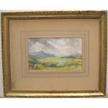B Westmorland impressionist oil on paper "Extensive English landscape", framed, framed 14 x 22 cm