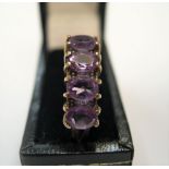 9ct yellow gold, amethyst & diamond ring, Approx 2.3 grams gross, size P