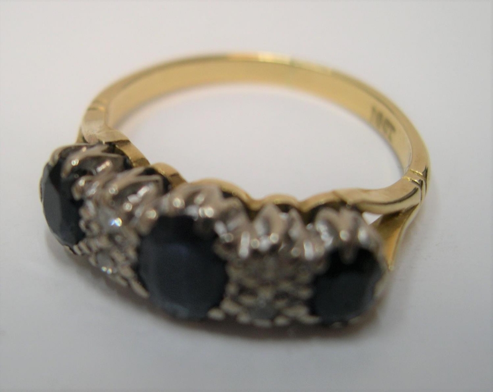 18ct yellow gold, sapphire & diamond ring Approx 4.1 grams gross, size N - Image 5 of 5